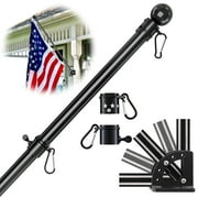 Flag Pole for House,6 FT Heavy Duty Tangle Free Pole Kit with Holder, Stainless Steel Outdoor Flag Poles for 2x3, 3x5, 4x6 American Flag Use for Backyard, Garden, Yard, Porch