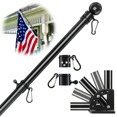 Flag Pole for House,6 FT Heavy Duty Tangle Free Pole Kit with Holder, Stainless Steel Outdoor Flag Poles for 2x3, 3x5, 4x6 American Flag Use for Backyard, Garden, Yard, Porch