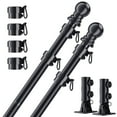 thumbnail image 1 of Flag Pole for Kit (2 Packs), 5ft Tangle Free Porch Metal Aluminum Flagpole with Upgraded Bracket for 3x5 American Flag, Black Adjustable Outdoor Flag Poles for Porch, Outside, Truck,Yard, Garden, 1 of 8