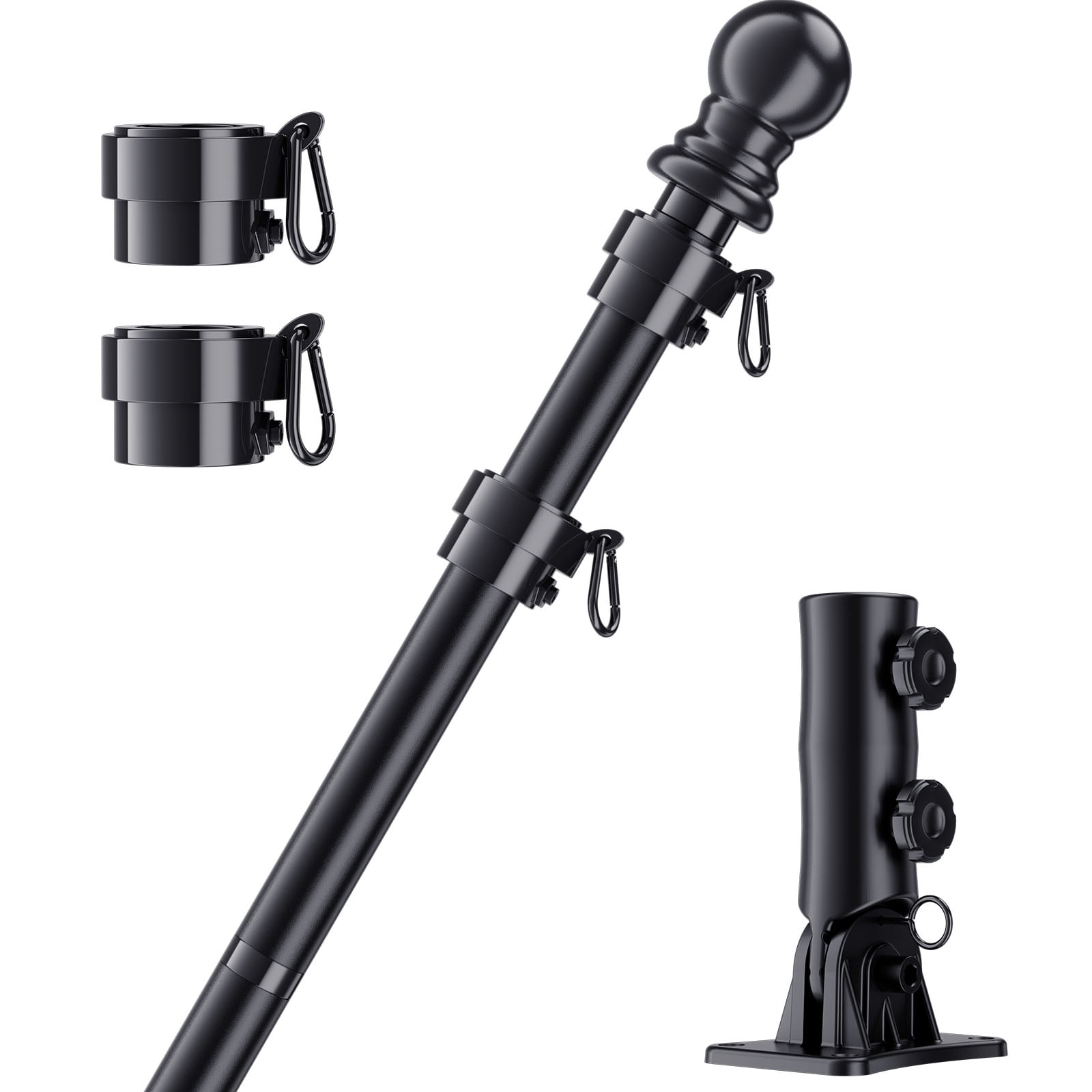 5ft Tangle Free Flagpole Kit For 3x5 American Flag Enhanced Bracket