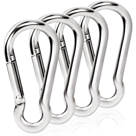 Flag Pole Ring Carabiner Clips, 4 Pcs 304 Stainless Steel M5 Keyring Keychain Clip Small Spring Snap Hooks, Replacement Flagpole Clip Hardware Accessories for Grommeted Flags