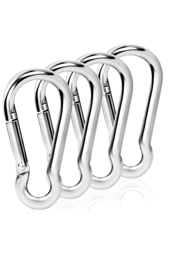Flag Pole Ring Carabiner Clips,4 Pcs 304 Stainless Steel M5 Keyring Keychain Clip Small Spring Snap Hooks,Replacement Flagpole Clip Hardware Accessories for Grommeted Flags