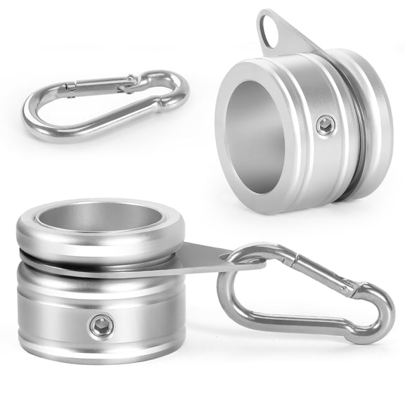 Flag Pole Rings, Aluminum Alloy Flag Pole Clips Swivels 360° Rotating Anti Wrap Mounting Ring with Carabiner, Flag Pole Kit Parts (Φ:1 Inch -Pack of 2(Silver))