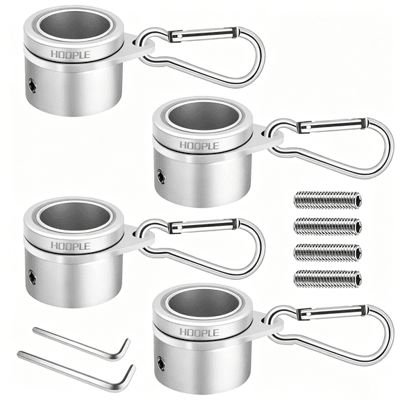 Flag Pole Rings, Flagpole Rings Aluminum Alloy 360° Rotating Anti Wrap Flag Mounting Spinning Ring Clips for 0.75-1 in Diameter Flagpole 4 Pack