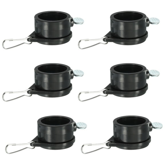 Flag Pole Rings Mounting Clips Rotating Fasteners 32mm x 27mm Black Pack of 6
