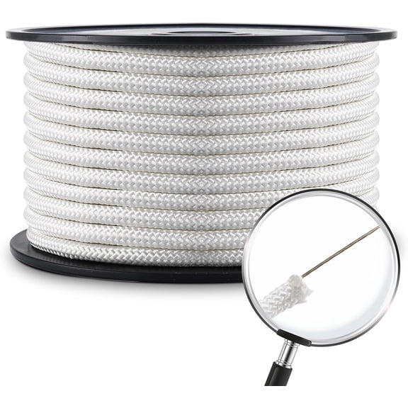 Flag Pole Rope,3/8" Wire Center Flagpole Rope,Braided Polyester Line with Steel Center Marine Grade (3/8" x 100ft)