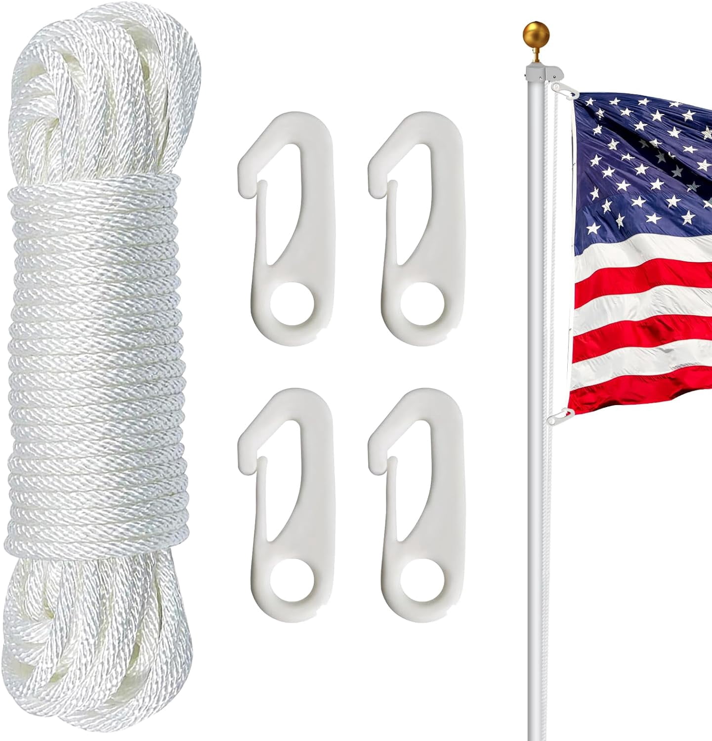 Flag Pole Rope Kit - 50 Feet x 1/4