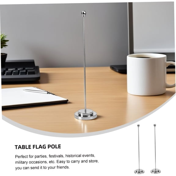 Flag Poles Office Desk Flag Holder Desktop Flag Stand Flag Pole Stainless Steel Base, 2 Pieces Small Table Flag Stands$$Office