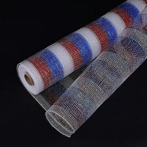 Flag - Poly Deco Mesh Wrap with Laser Mono Stripe - ( 10 Inch x 10 Yards )