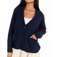 thumbnail image 1 of Flag Print Cardigan Casual Loose Long Sleeve V-Neck European and American Sweater Chunky Cardigan Navy Blue L, 1 of 7