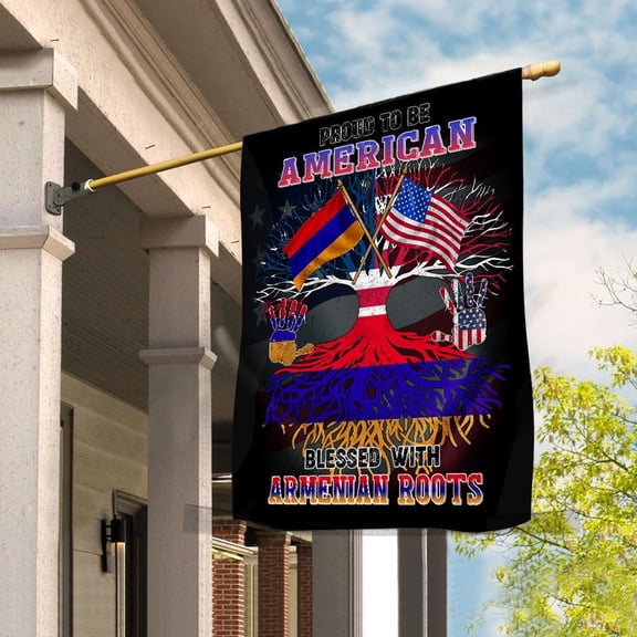Flag Proud American Armenian Root U.S Armenia Friendship House Flag, Double-Sided Decorative Outdoor Flag, Polyester Yard Flag 29.5 x 39.5 in