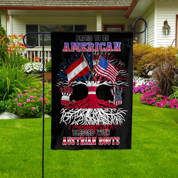 Flag Proud American Austrian Root U.S Austria Friendship Garden Flag, Double-Sided Decorative Outdoor Flag, Patriotic Polyester Yard Flag 12 x 18 in