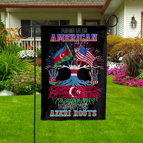 Flag Proud American Azeri Root U.S Azerbaijan Friendship Garden Flag (11.5x17.5) Double Sided-USA Flags Premium Polyester-Decorative Indoor Outdoor Flag