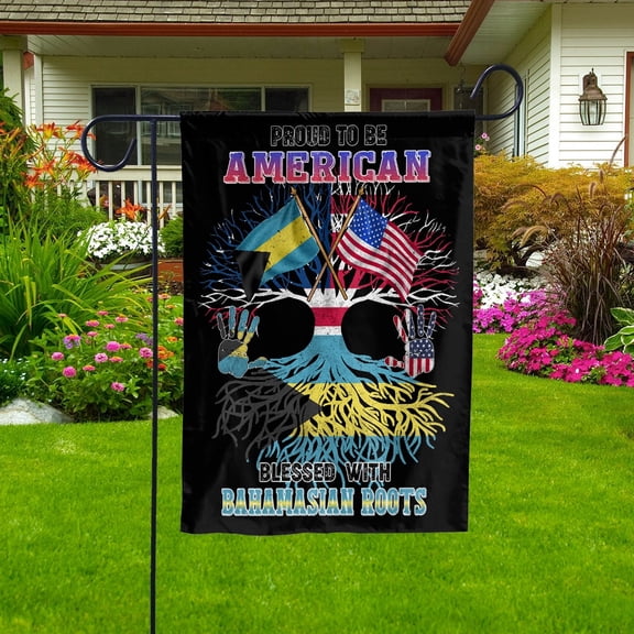 Flag Proud American Bahamasian Root U.S Bahamas Friendship Garden Flag, Double-Sided Decorative Outdoor Flag, Patriotic Polyester Yard Flag 12 x 18 in