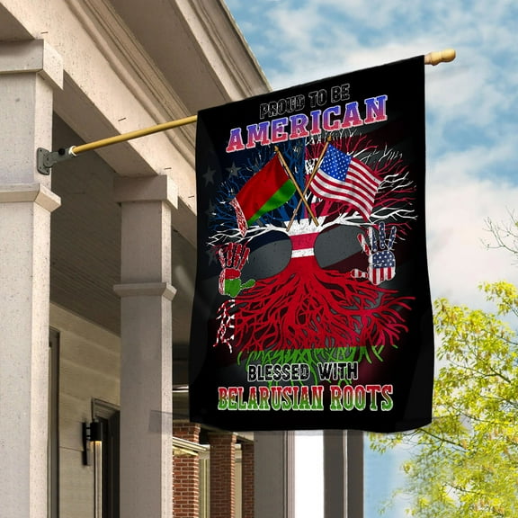Flag Proud American Belarusian Root U.S Belarus Friendship House Flag (29.5x39.5) Double Sided-USA Flags Premium Polyester-Decorative Indoor Outdoor Flag