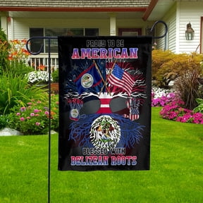 Flag Proud American Belizean Root U.S Belize Friendship Garden Flag, Double-Sided Decorative Outdoor Flag, Polyester Yard Flag 12 x 18 in