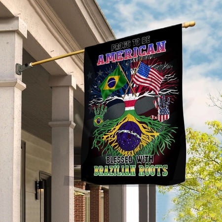 Flag Proud American Brazilian Root U.S Brazil Friendship House Flag, Double-Sided Decorative Outdoor Flag, Polyester Yard Flag 29.5 x 39.5 in