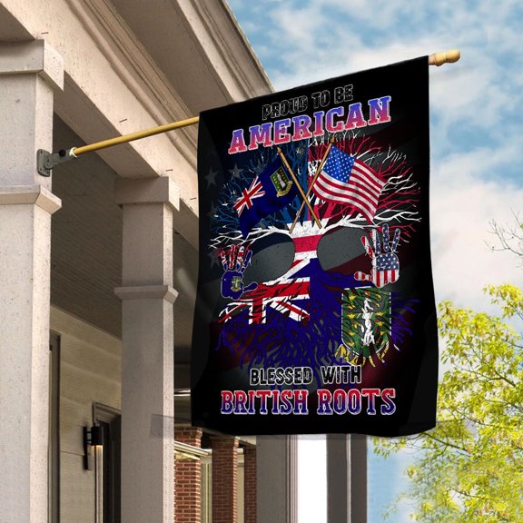 Flag Proud American British Root U.S British Virgin Islands Friendship House Flag, Double-Sided Decorative Outdoor Flag, Patriotic Polyester Yard Flag 29.5 x 39.5 in