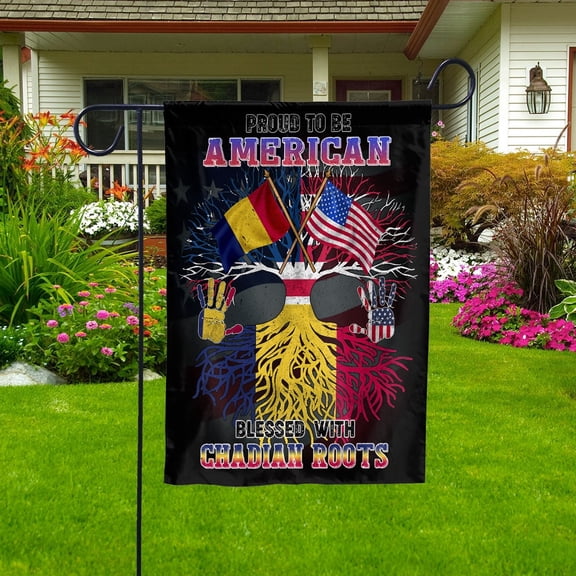 Flag Proud American Chadian Root U.S Chad Friendship Garden Flag, Double-Sided Decorative Outdoor Flag, Patriotic Polyester Yard Flag 12 x 18 in