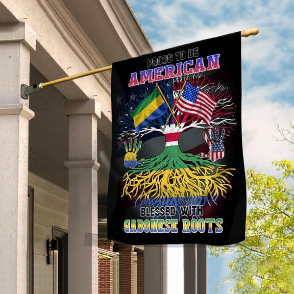 Flag Proud American Gabonese Root U.S Gabon Friendship House Flag (29.5x39.5) Double Sided-USA Flags Premium Polyester-Decorative Indoor Outdoor Flag