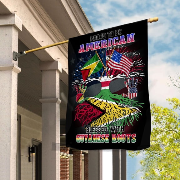 Flag Proud American Guyanese Root U.S Guyana Friendship Garden Flag (11.5x17.5) Double Sided-USA Flags Premium Polyester-Decorative Indoor Outdoor Flag