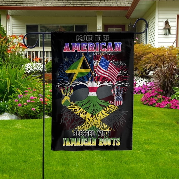 Flag Proud American Jamaican Root U.S Jamaica Friendship Garden Flag, Double-Sided Decorative Outdoor Flag, Polyester Yard Flag 12 x 18 in