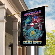 Flag Proud American Kazakh Root U.S Kazakhstan Friendship Garden Flag, Double-Sided Decorative Outdoor Flag, Patriotic Polyester Yard Flag 12 x 18 in