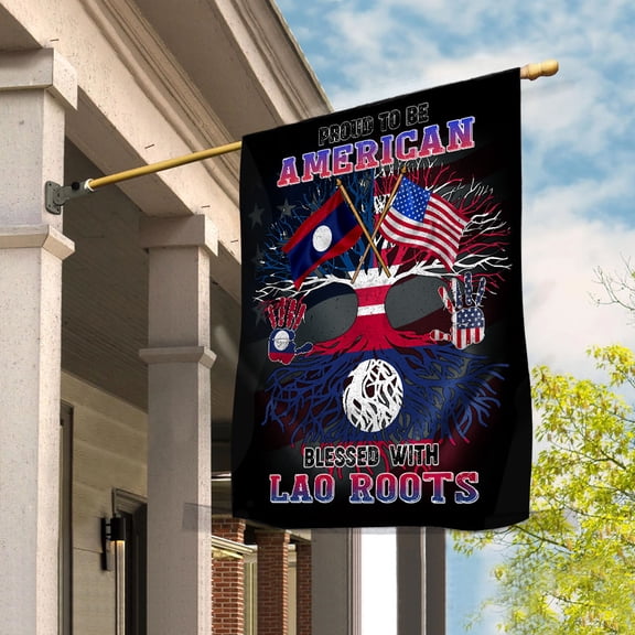 Flag Proud American Lao Root U.S Laos Friendship House Flag (29.5x39.5) Double Sided-USA Flags Premium Polyester-Decorative Indoor Outdoor Flag