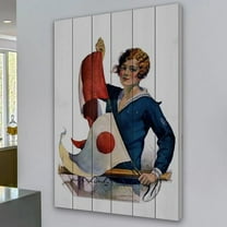 "Flag Raising" Painting Print on White Wood