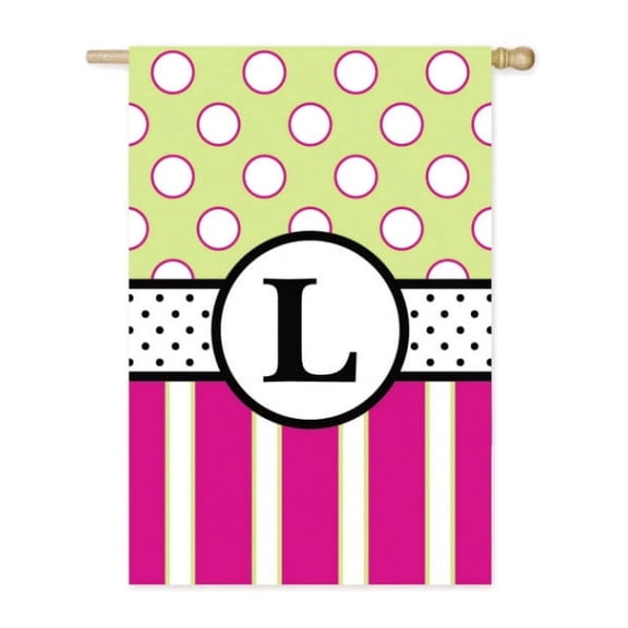 Flag, House Size Flag, New Baskerville Peppy Monogram (Black Topstitch)L