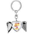 thumbnail image 1 of Flag Root Faly Spain Art Deco Fashion Heart Angel Wing Key Chain Holder, 1 of 3