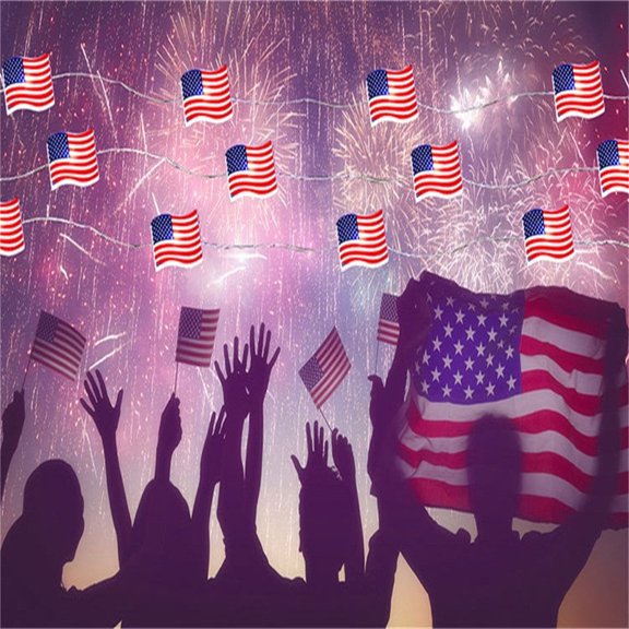 Flag Shaped Copper Wire Light String, Five Pointed Star Decorative Lights with Flashing Function for Independence Day, Party, Holiday, Red Blue White, 1 Pc