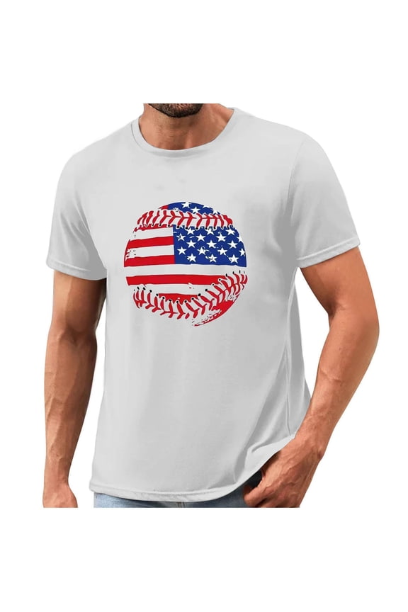 Flag Shirts for Men Men's 4th of July T-Shirts, Patriotic Independence Day Graphic Tees Casual Crew Neck Short Sleeve Summer T-Shirts New White XL