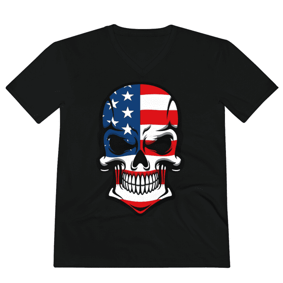 Flag Skull - Pre-Shrunk Unisex V-Neck T-Shirt