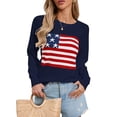 thumbnail image 1 of Flag Sweaters for Women Y2K American Flag Memorial Veterans Independence Day Crewneck Fall Winter Knitted Stried Sweaters Warm Long Sleeve Jumper Tops Alsol Lamesa, 1 of 6