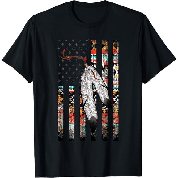 Native American Justice Day Shirt, Tribe Feather Flag T-ShirtMen and women, Black T-shirt, size: Extra large