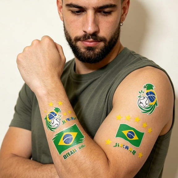 Flag Temporary Stickers for Sports Fans Face Body, Waterproof Removable Decals for Party Carnival, Team Logo for Football Events and Fan Gatherings