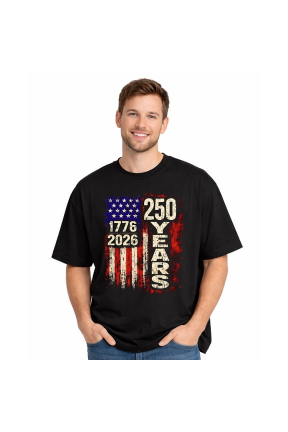 Flag Text Patriotic Jet Flag 250 Years Semiquincentennial Unisex Adult Tee 1776-2026 250 Years of Freedom Graphic Casual T-Shirt for Men Women