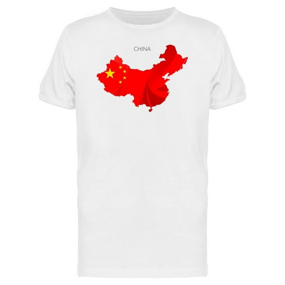 Flag Texture China Map T-Shirt Men -Image by Shutterstock, Male x-Large