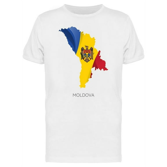Flag Texture Map Of Moldova T-Shirt Men -Image by Shutterstock, Male Large