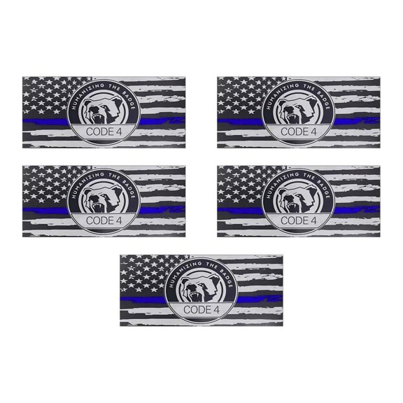 Flag Thin Blue Line Flag Sticker, 5-Pack, Waterproof Vinyl, Ideal for Cars, Trucks, Laptops, Windows, Blue, Modern Style