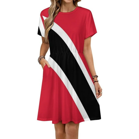 Flag Trinidad Tobago Dress Summer Street Style Dresses Female Short Sleeve Printed Sundress