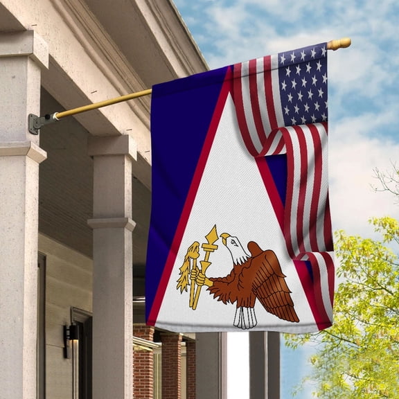 Flag Waving American Flag American Samoan American Samoa U.S.A Friendship Patriotic Proud House Flag, Double-Sided Decorative Outdoor Flag, Patriotic Polyester Yard Flag 29.5 x 39.5 in