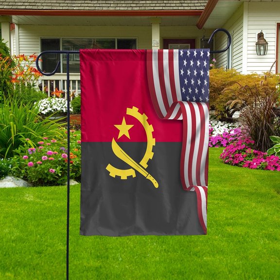 Flag Waving American Flag Angolan Angola U.S.A Friendship Patriotic Proud Garden Flag (11.5x17.5) Double Sided-USA Flags Premium Polyester-Decorative Indoor Outdoor Flag