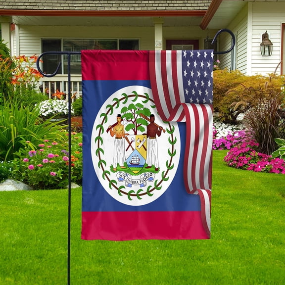 Flag Waving American Flag Belizean Belize U.S.A Friendship Patriotic Proud Garden Flag (11.5x17.5) Double Sided-USA Flags Premium Polyester-Decorative Indoor Outdoor Flag