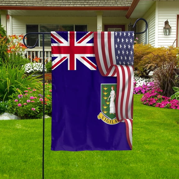 Flag Waving American Flag British British Virgin Islands U.S.A Friendship Patriotic Proud Garden Flag (11.5x17.5) Double Sided-USA Flags Premium Polyester-Decorative Indoor Outdoor Flag