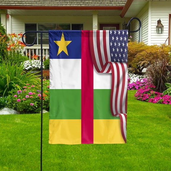 Flag Waving American Flag Central African Central African Republic U.S.A Friendship Patriotic Proud Garden Flag, Double-Sided Decorative Outdoor Flag, Patriotic Polyester Yard Flag 12 x 18 in