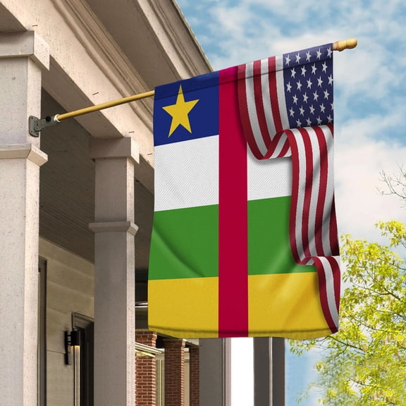 Flag Waving American Flag Central African Central African Republic U.S.A Friendship Patriotic Proud House Flag (29.5x39.5) Double Sided-USA Flags Premium Polyester-Decorative Indoor Outdoor Flag