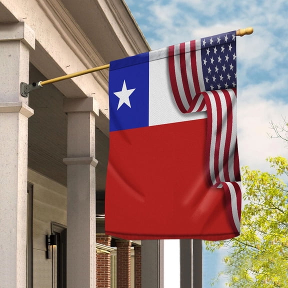 Flag Waving American Flag Chilean Chile U.S.A Friendship Patriotic Proud House Flag, Double-Sided Decorative Outdoor Flag, Patriotic Polyester Yard Flag 29.5 x 39.5 in