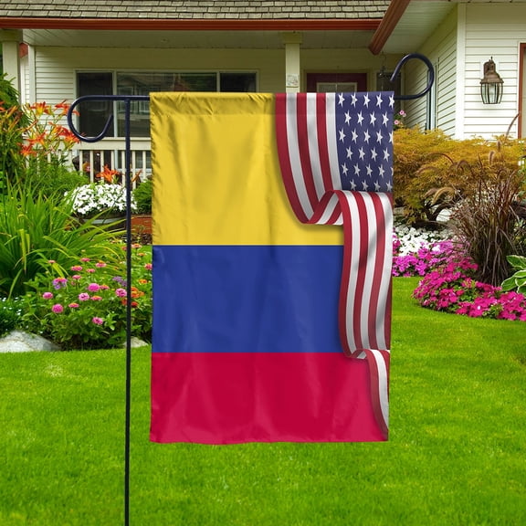 Flag Waving American Flag Colombian Colombia U.S.A Friendship Patriotic Proud Garden Flag (11.5x17.5) Double Sided-USA Flags Premium Polyester-Decorative Indoor Outdoor Flag